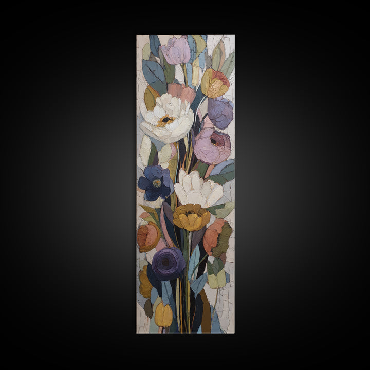 Monochrome Floral Bouquet Canvas Print, Monochrome Art, Minimalist Wall Art, Living Room Decor, Mono, Minimalist Decor, MON-1x3-78