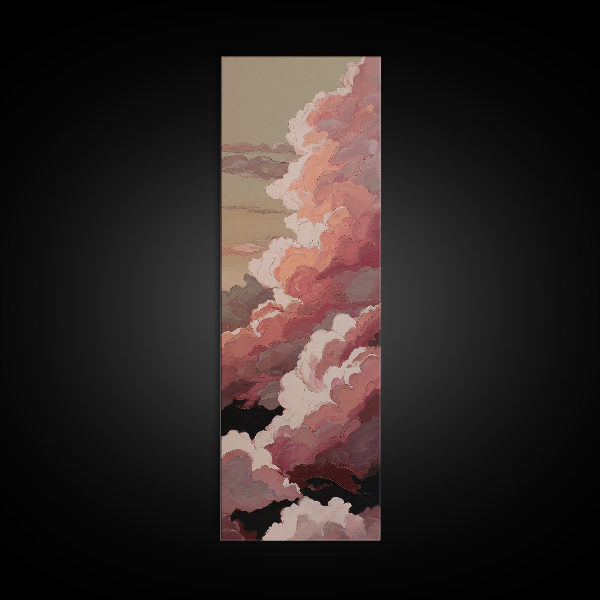 All Pink Cloudscape Framed Canvas Print, Monochrome Art, Printable Art, Living Room Decor, Abstract Art, Mono, MON-1x3-96