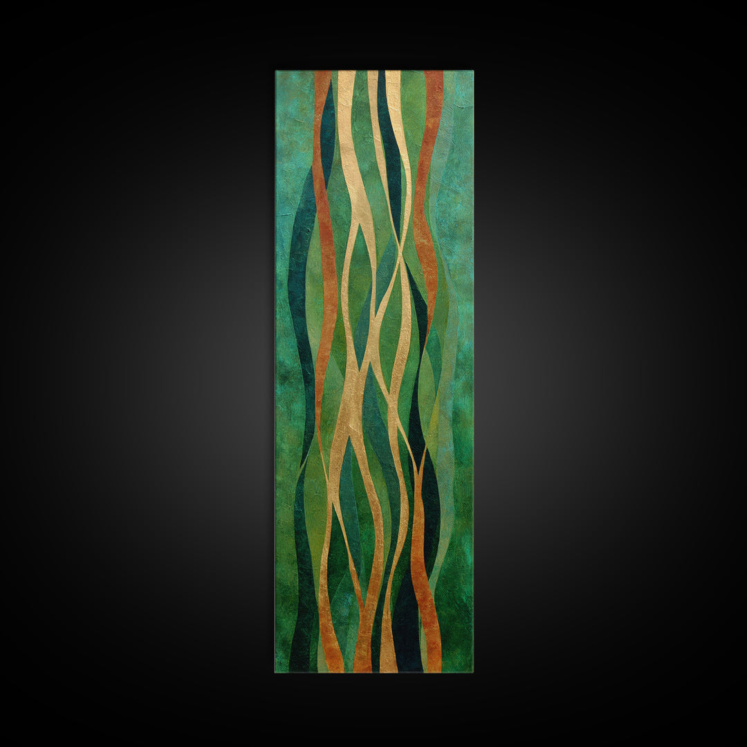 Deep Green Forest Silhouette Study Canvas Print, Monochrome Art, Modern Art, Living Room Decor, Fine Art, Mono, MON-1x3-97