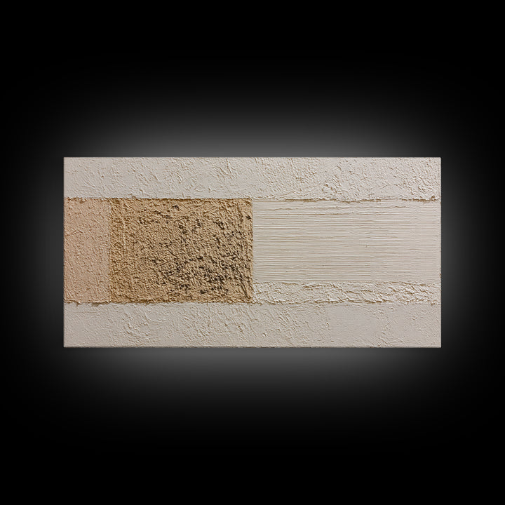 Cream on Cream Minimalist Forms Framed Canvas Print, Monochrome Art, Fine Art Print, Living Room Decor, Fine Art, Mono, MON-2x1-18