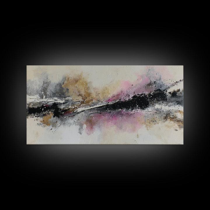 Black Ink Abstract Canvas Print, Monochrome Art, Boho Decor, Living Room Decor, Fine Art, Mono, Art Print, Digital Art, MON-2x1-2