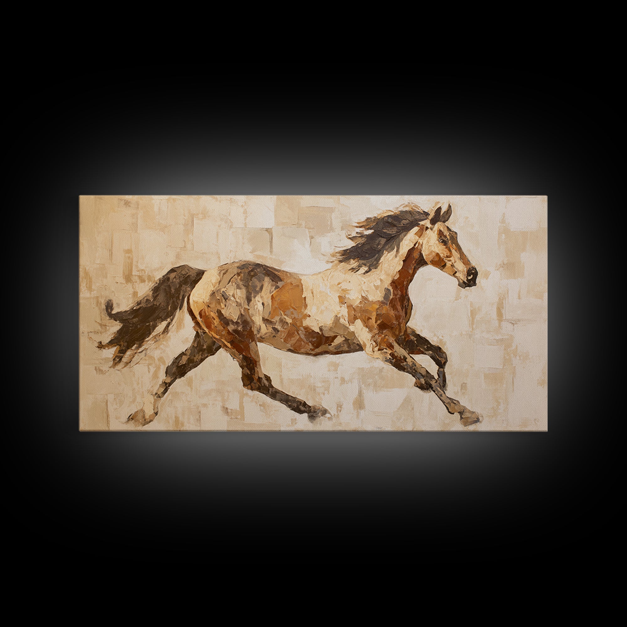 Sepia Horse Portrait Canvas Print, Monochrome Art, Statement Artwork, Living Room Decor, Fine Art, Mono, Digital Art, MON-2x1-22