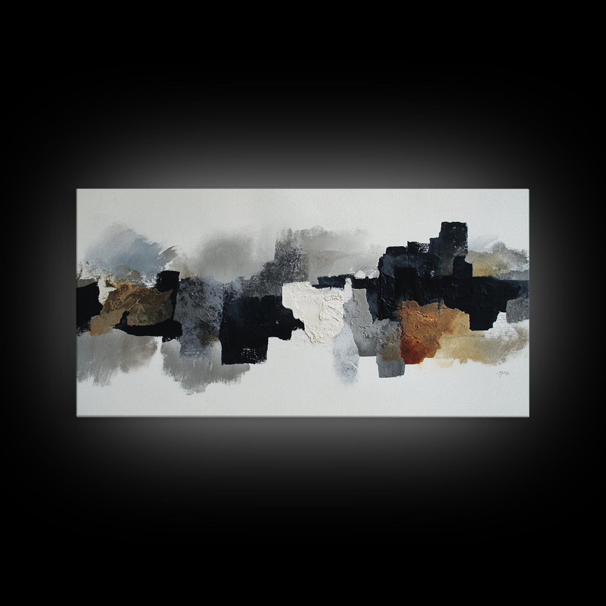 Black Ink Abstract Canvas Print, Monochrome Art, Boho Decor, Living Room Decor, Fine Art, Mono, Art Print, Digital Art, MON-2x1-26