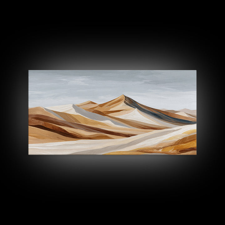 Warm Brown Desert Landscape Framed Canvas Print, Monochrome Art, Poster, Living Room Decor, Fine Art, Mono, Textured Wall Art, MON-2x1-29