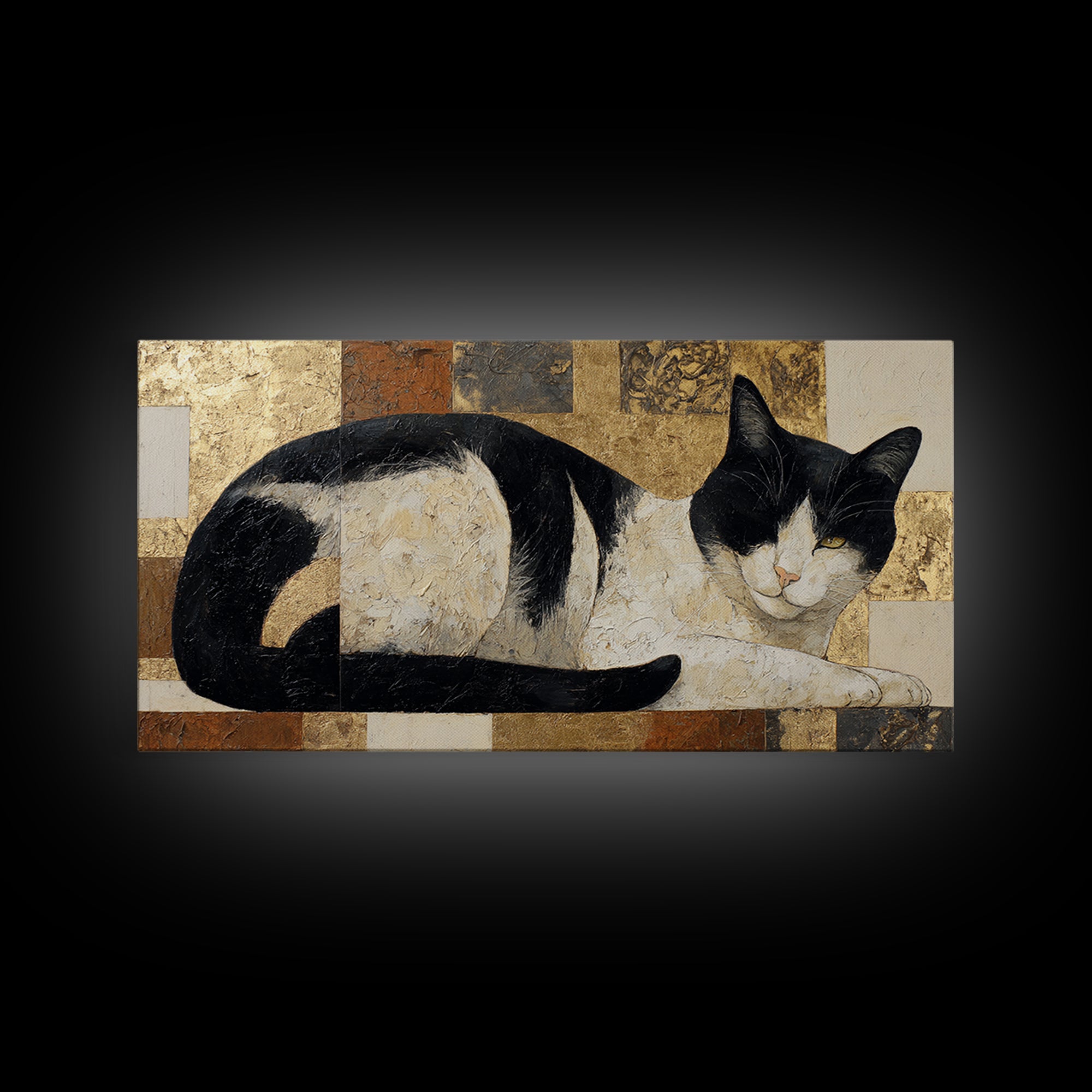 Monochrome Cat Portrait Canvas Print, Monochrome Art, Mid Century Modern, Living Room Decor, Fine Art, Mono, Boho Wall Art, MON-2x1-31