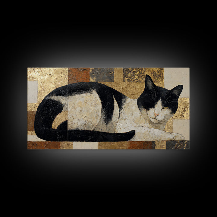 Monochrome Cat Portrait Canvas Print, Monochrome Art, Mid Century Modern, Living Room Decor, Fine Art, Mono, Boho Wall Art, MON-2x1-31