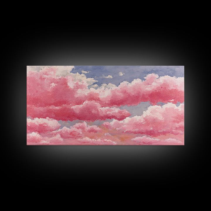 All Pink Cloudscape Canvas Print, Monochrome Art, Contemporary Art, Living Room Decor, Oil Painting, Mono, Original Art, MON-2x1-32