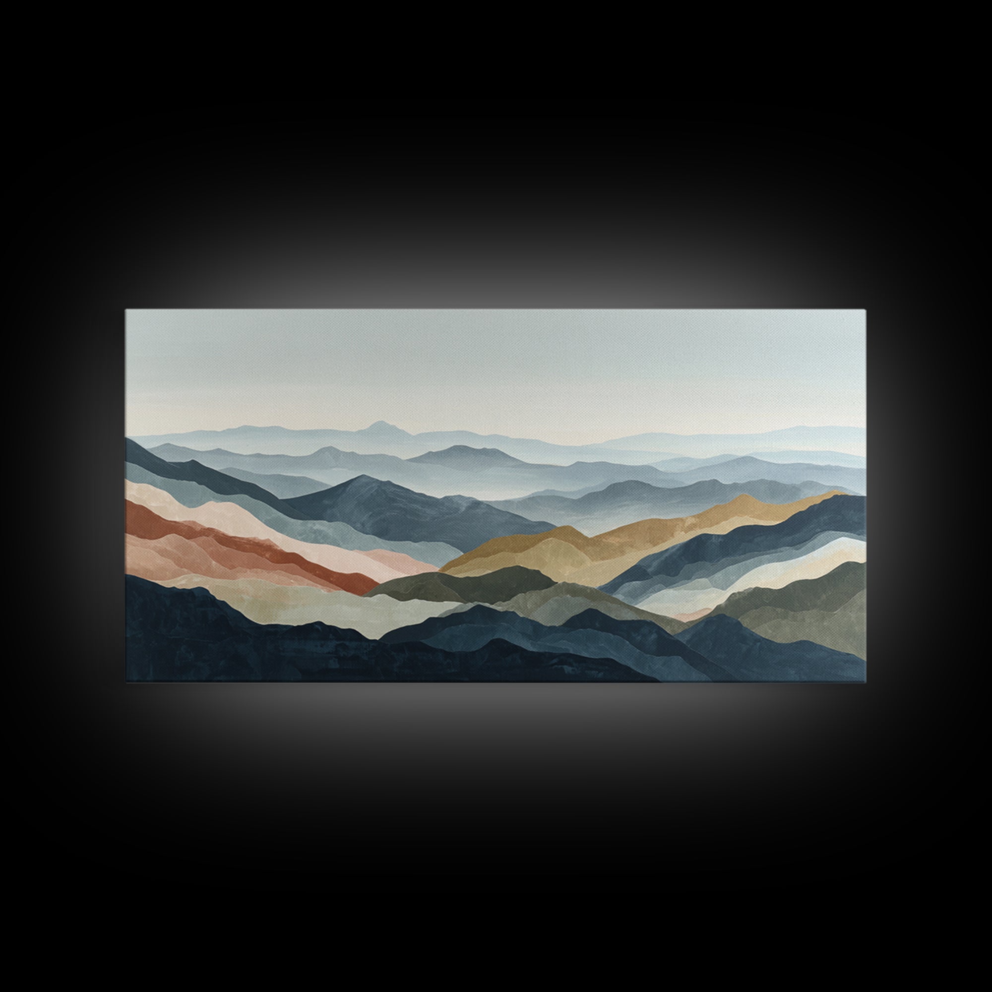 Charcoal Mountain Landscape Canvas Print, Monochrome Art, Digital Prints, Living Room Decor, Fine Art, Mono, Apartment Decor, MON-2x1-48