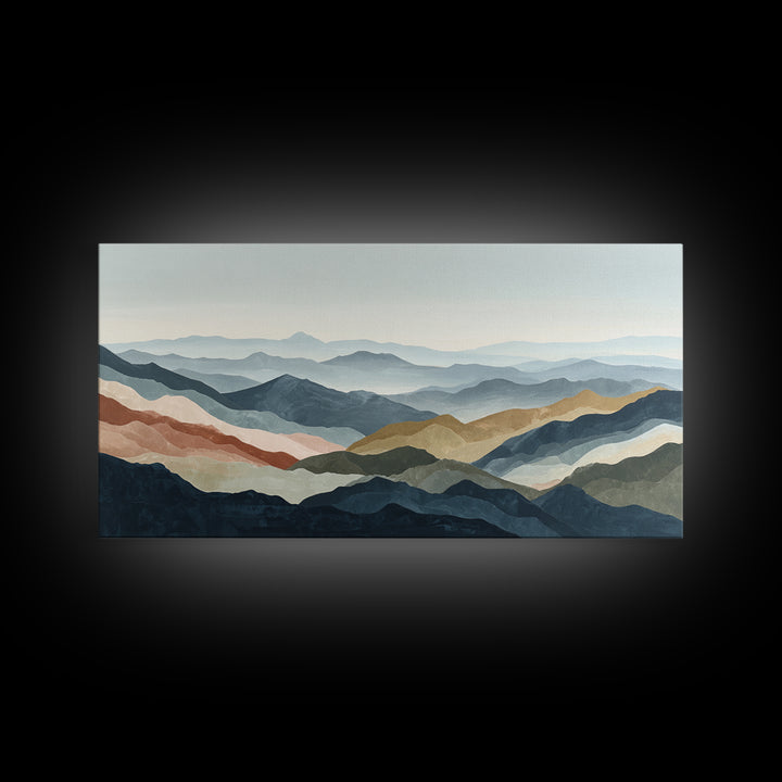 Charcoal Mountain Landscape Canvas Print, Monochrome Art, Digital Prints, Living Room Decor, Fine Art, Mono, Apartment Decor, MON-2x1-48