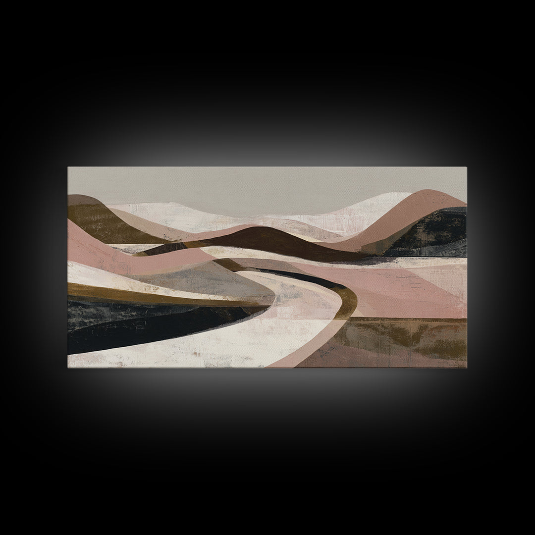 Warm Brown Desert Landscape Framed Canvas Print, Monochrome Art, Poster, Living Room Decor, Fine Art, Mono, Textured Wall Art, MON-2x1-5