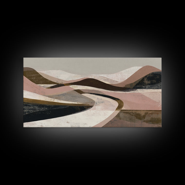 Warm Brown Desert Landscape Framed Canvas Print, Monochrome Art, Poster, Living Room Decor, Fine Art, Mono, Textured Wall Art, MON-2x1-5