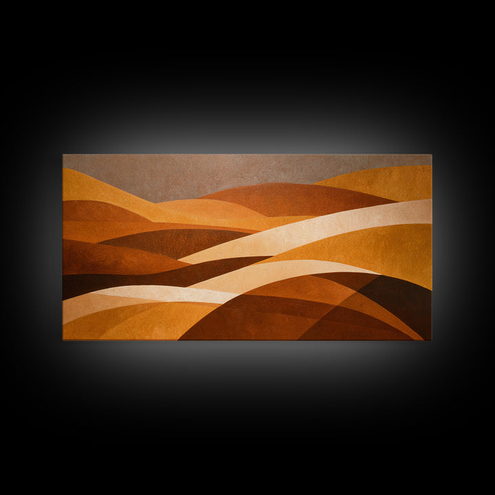 Warm Brown Desert Landscape Canvas Print, Monochrome Art, Mid Century Modern, Living Room Decor, Fine Art, Mono, Boho Wall Art, MON-2x1-53