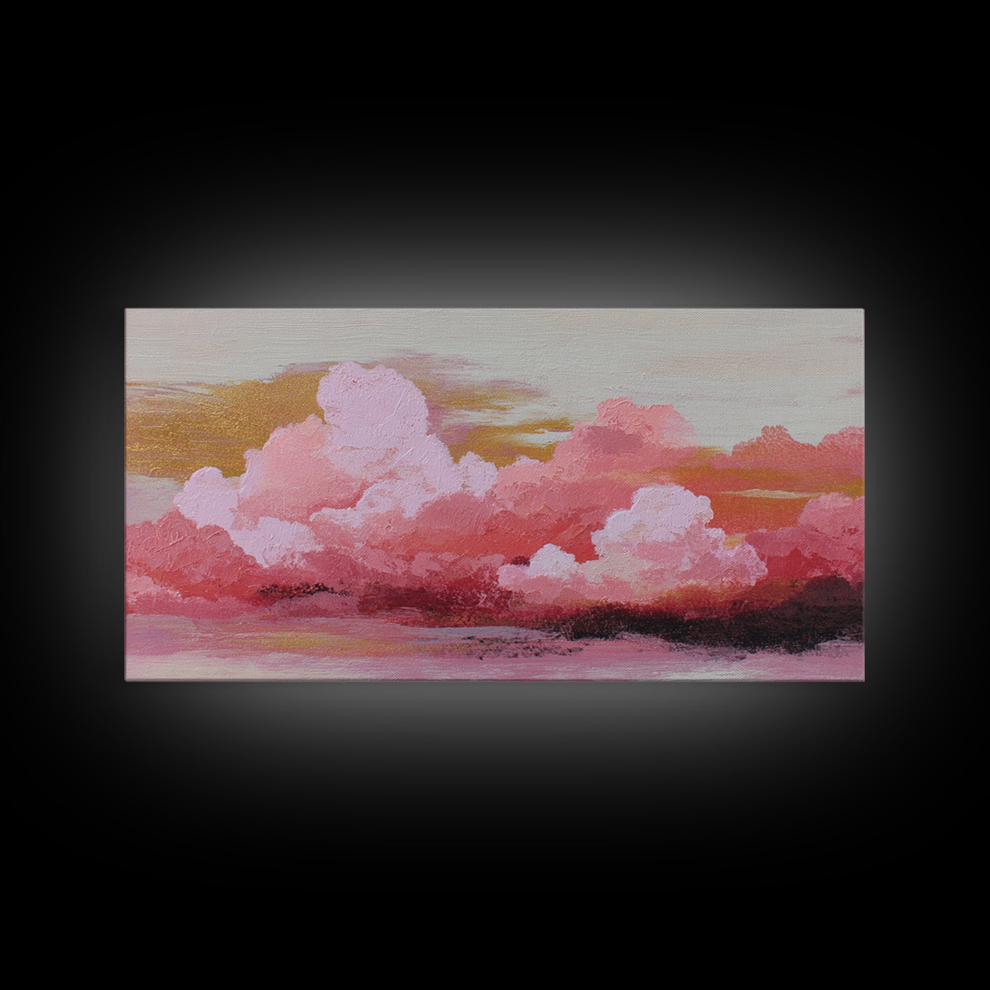 All Pink Cloudscape Framed Canvas Print, Monochrome Art, Art Print, Living Room Decor, Fine Art, Mono, Printable Art, MON-2x1-56