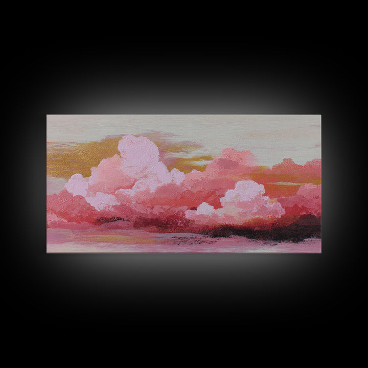 All Pink Cloudscape Framed Canvas Print, Monochrome Art, Art Print, Living Room Decor, Fine Art, Mono, Printable Art, MON-2x1-56