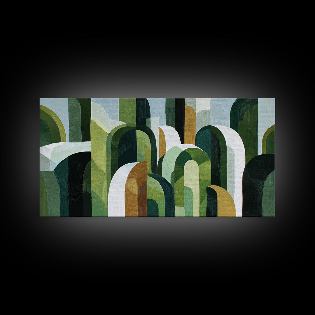Deep Green Forest Silhouette Study Canvas Print, Monochrome Art, Digital Prints, Living Room Decor, Mono, Apartment Decor, MON-2x1-57