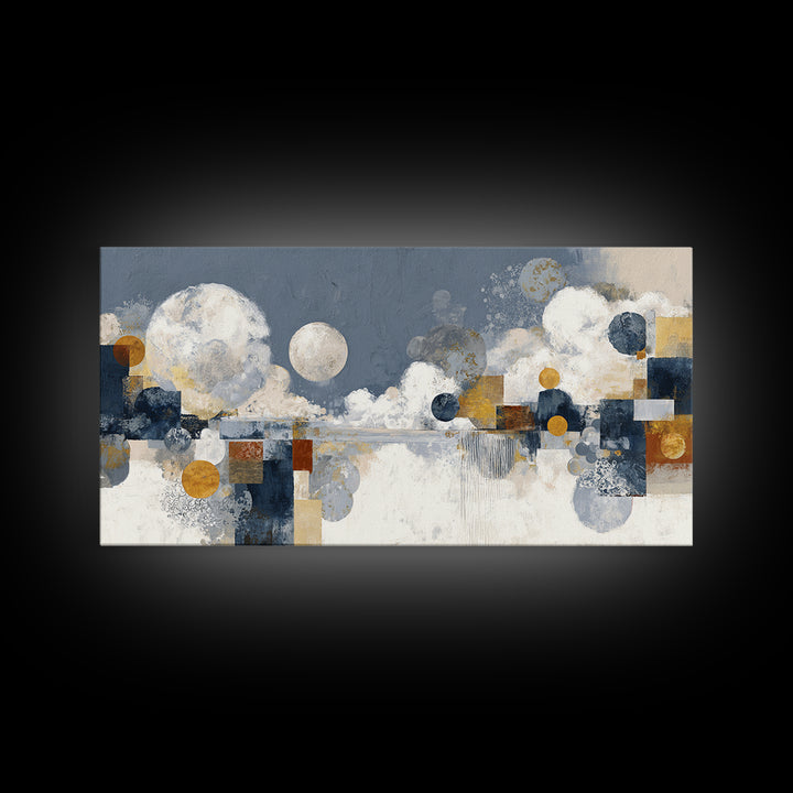Silver Ocean Moonlight Scene Canvas Print, Monochrome Art, Digital Print, Living Room Decor, Fine Art, Mono, Modern Art, MON-2x1-63