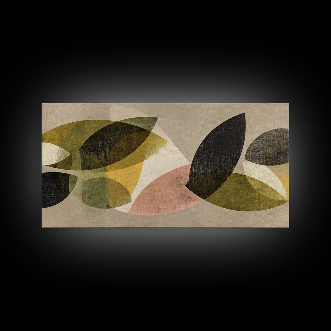Olive Green Abstract Leaf Pattern Canvas Print, Monochrome Art, Printable Wall Art, Living Room Decor, Oil Painting, Mono, MON-2x1-64
