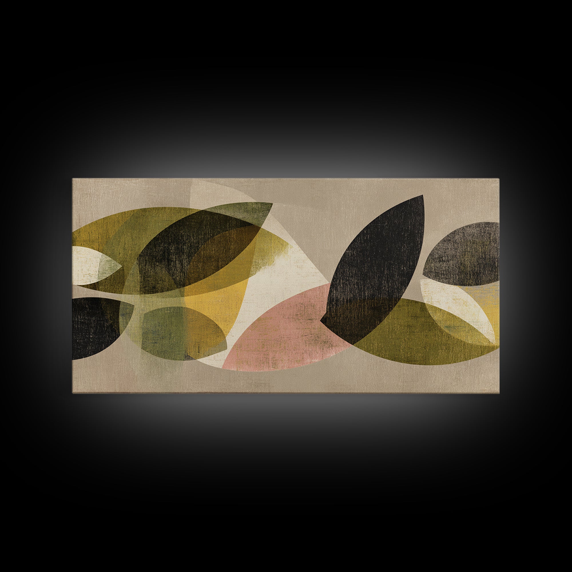 Olive Green Abstract Leaf Pattern Canvas Print, Monochrome Art, Printable Wall Art, Living Room Decor, Oil Painting, Mono, MON-2x1-64