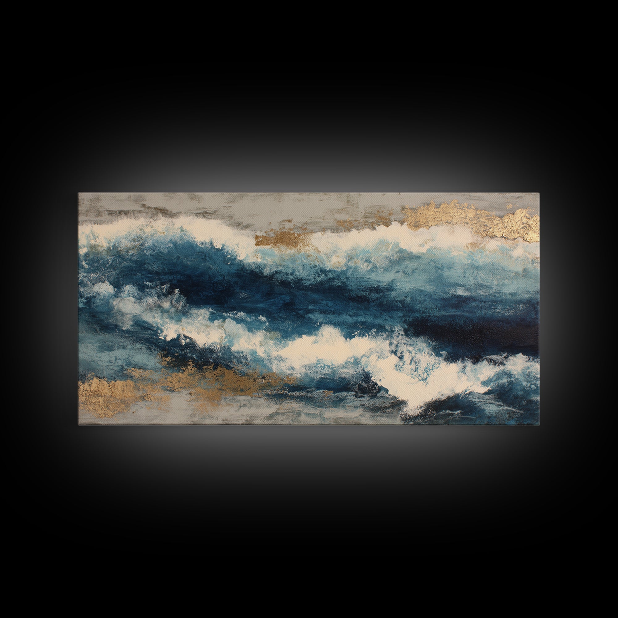 All Blue Ocean Abstraction Canvas Print, Monochrome Art, Original Art, Living Room Decor, Mono, Bird Art, Bedroom Wall Art, MON-2x1-69