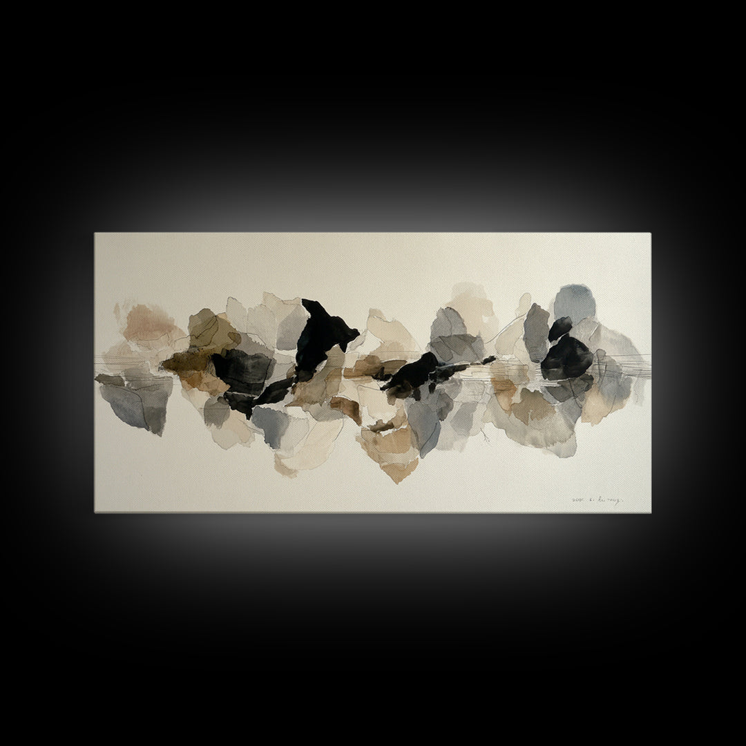 Black Ink Abstract Canvas Print, Monochrome Art, Living Room Decor, Abstract Art, Mono, Apartment Decor, Printable Art, MON-2x1-74