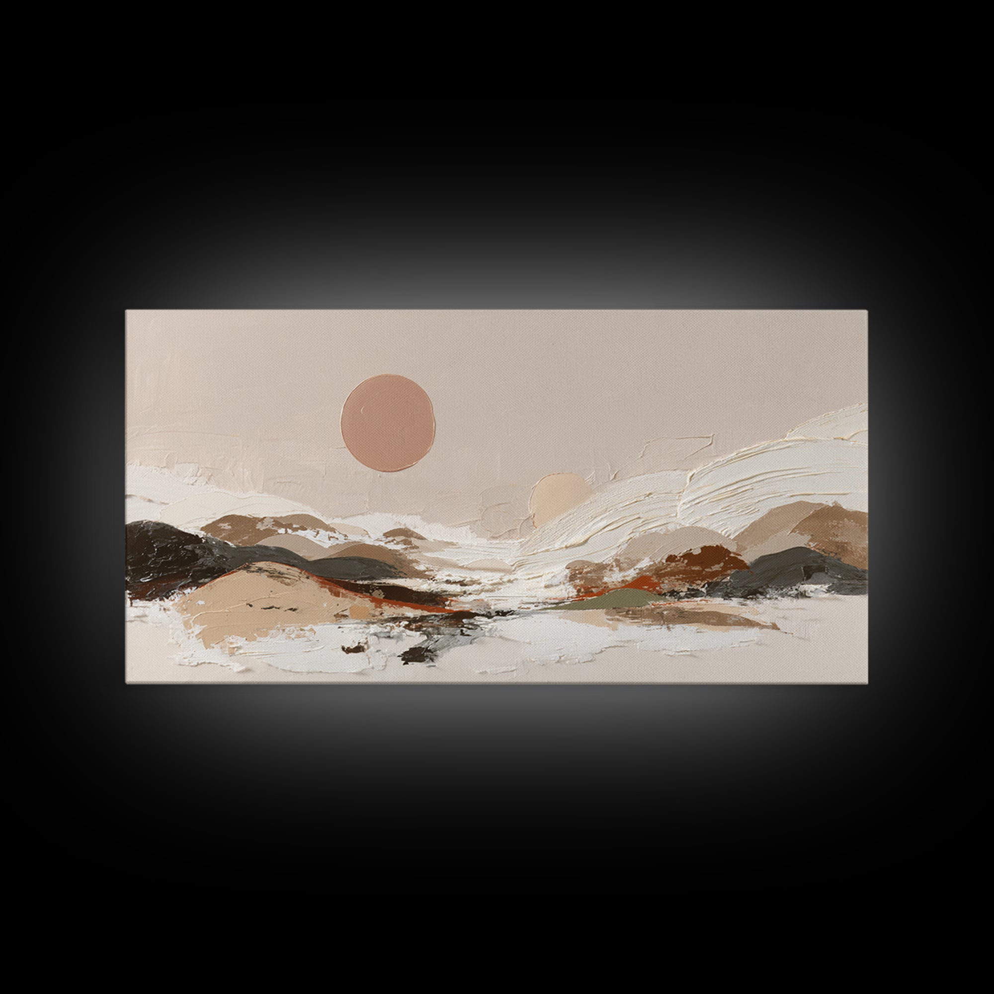 Warm Brown Desert Landscape Canvas Print, Monochrome Art, Mid Century Modern, Living Room Decor, Fine Art, Mono, Boho Wall Art, MON-2x1-77