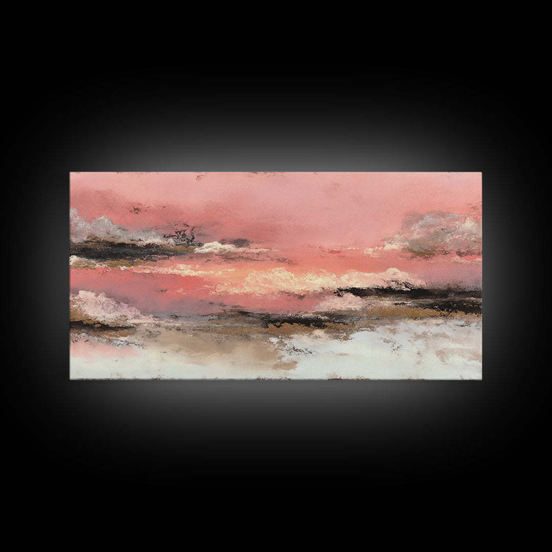 All Pink Cloudscape Framed Canvas Print, Monochrome Art, Apartment Decor, Living Room Decor, Fine Art, Mono, Moody Wall Art, MON-2x1-80