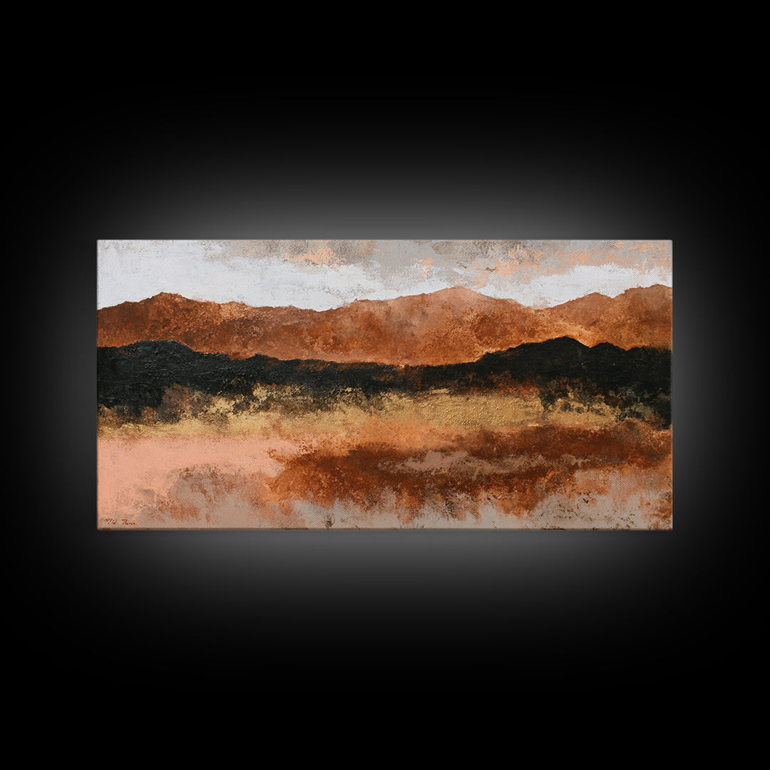 Burnt Orange Canyon Abstraction Framed Canvas Print, Monochrome Art, Printable Art, Living Room Decor, Fine Art, Mono, MON-2x1-84