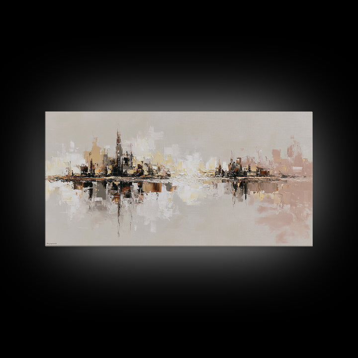 Black and White City Reflection Canvas Print, Monochrome Art, Large Wall Art, Living Room Decor, Mono, Modern Wall Art, MON-2x1-89