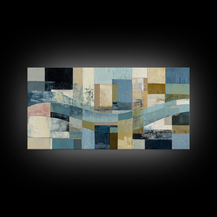 All Blue Ocean Abstraction Canvas Print, Monochrome Art, Original Art, Living Room Decor, Mono, Bird Art, Bedroom Wall Art, MON-2x1-93