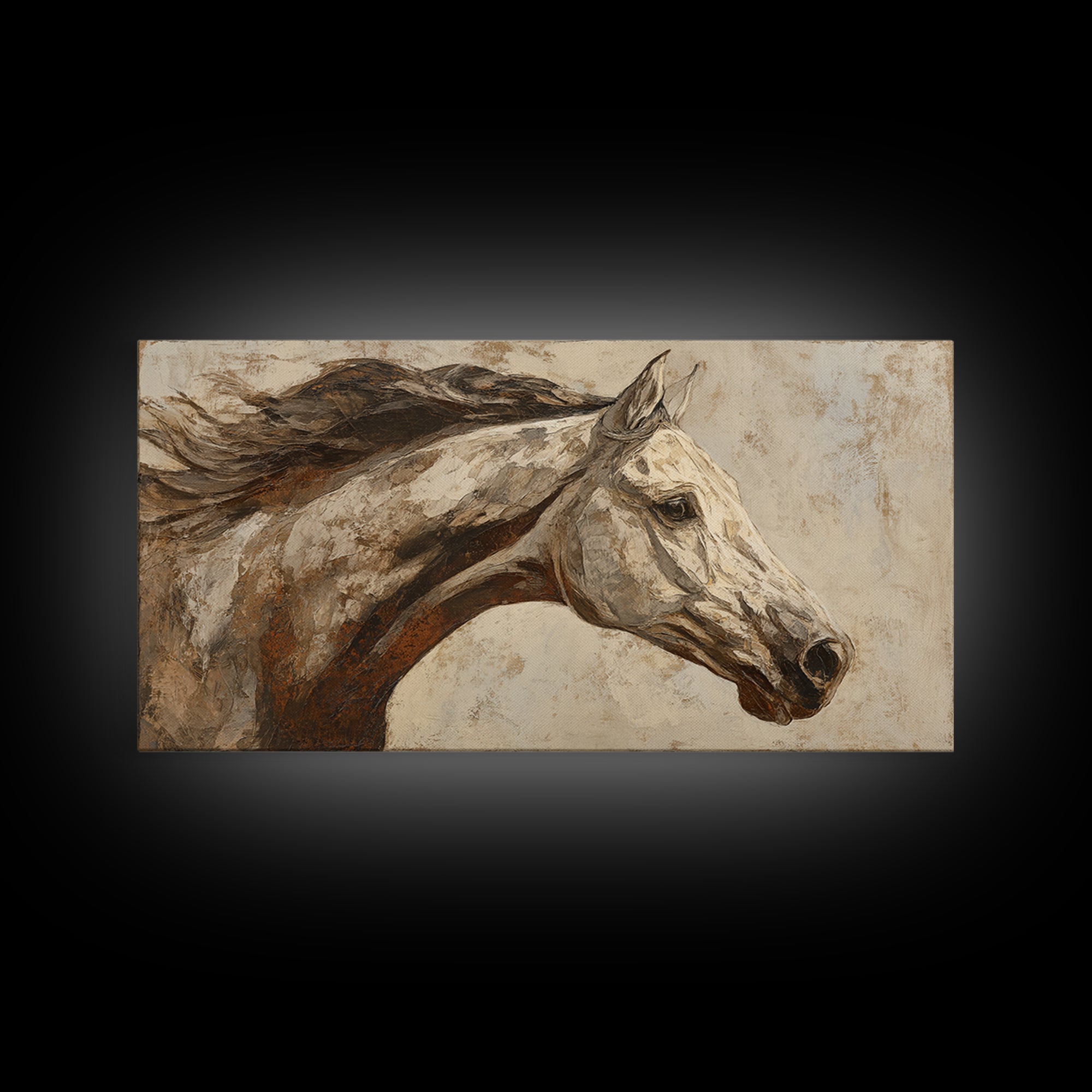 Sepia Horse Portrait Canvas Print, Monochrome Art, Digital Prints, Living Room Decor, Fine Art, Mono, Apartment Decor, MON-2x1-94