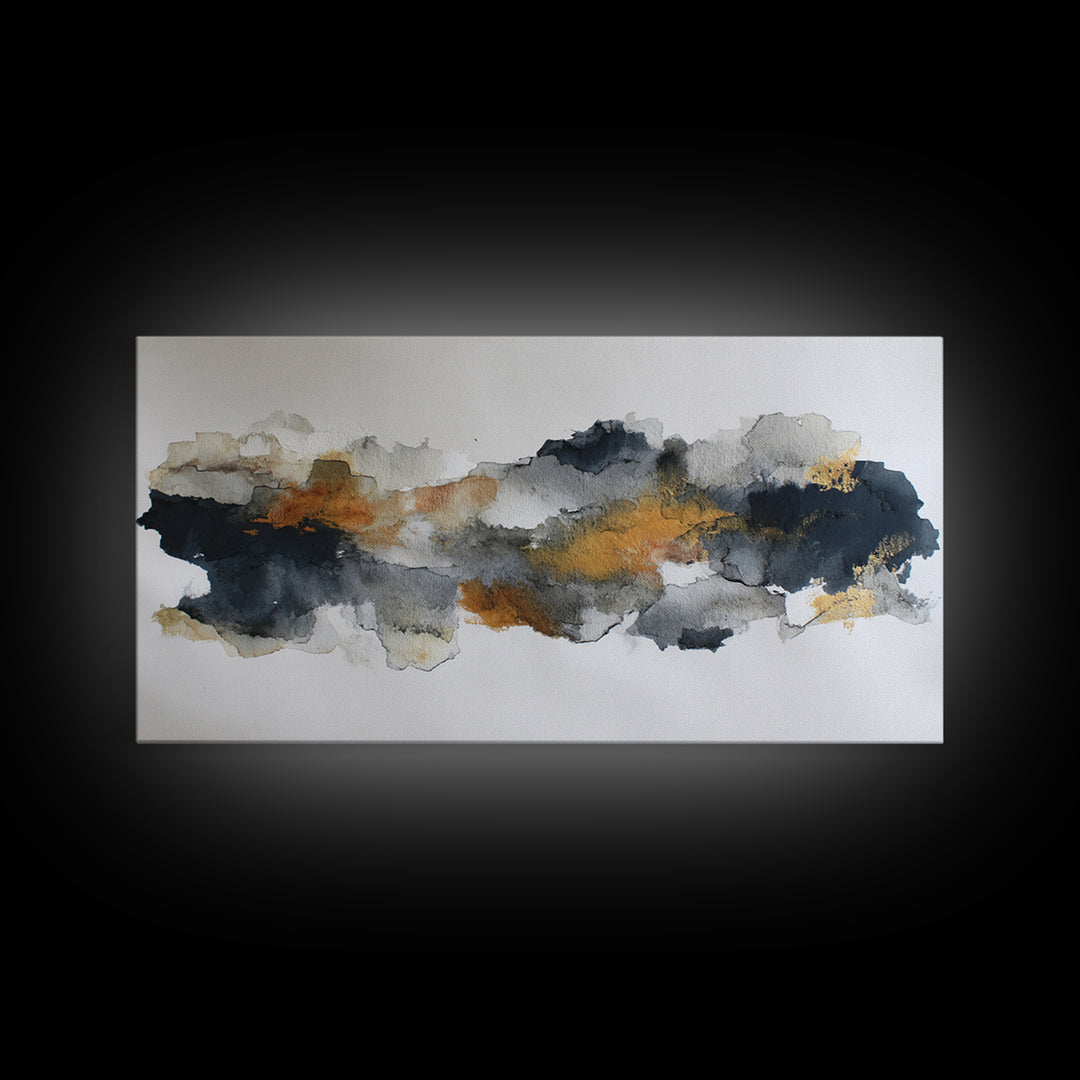 Black Ink Abstract Canvas Print, Monochrome Art, Living Room Decor, Abstract Art, Mono, Apartment Decor, Printable Art, MON-2x1-98