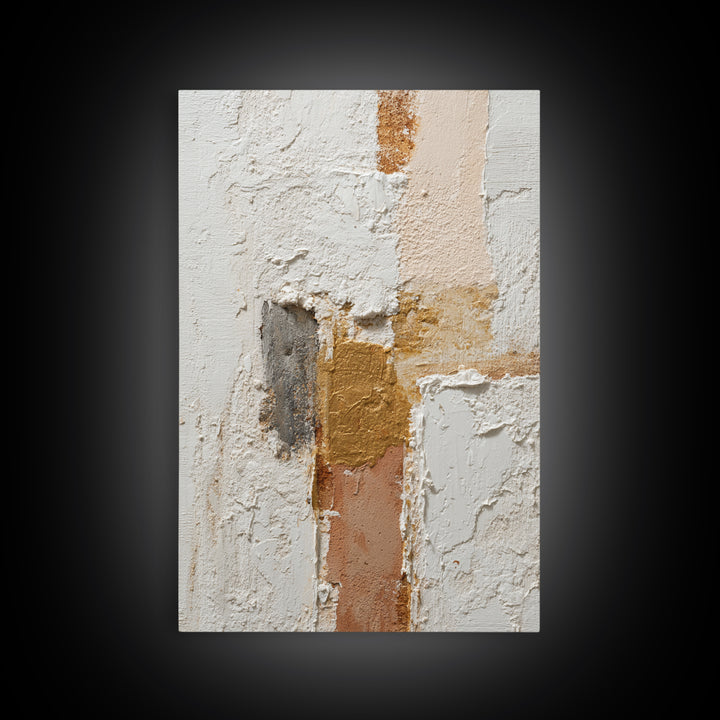 Ivory White Plaster Texture Composition Framed Canvas Print, Monochrome Art, Digital Prints, Living Room Decor, Fine Art, Mono, MON-2x3-13