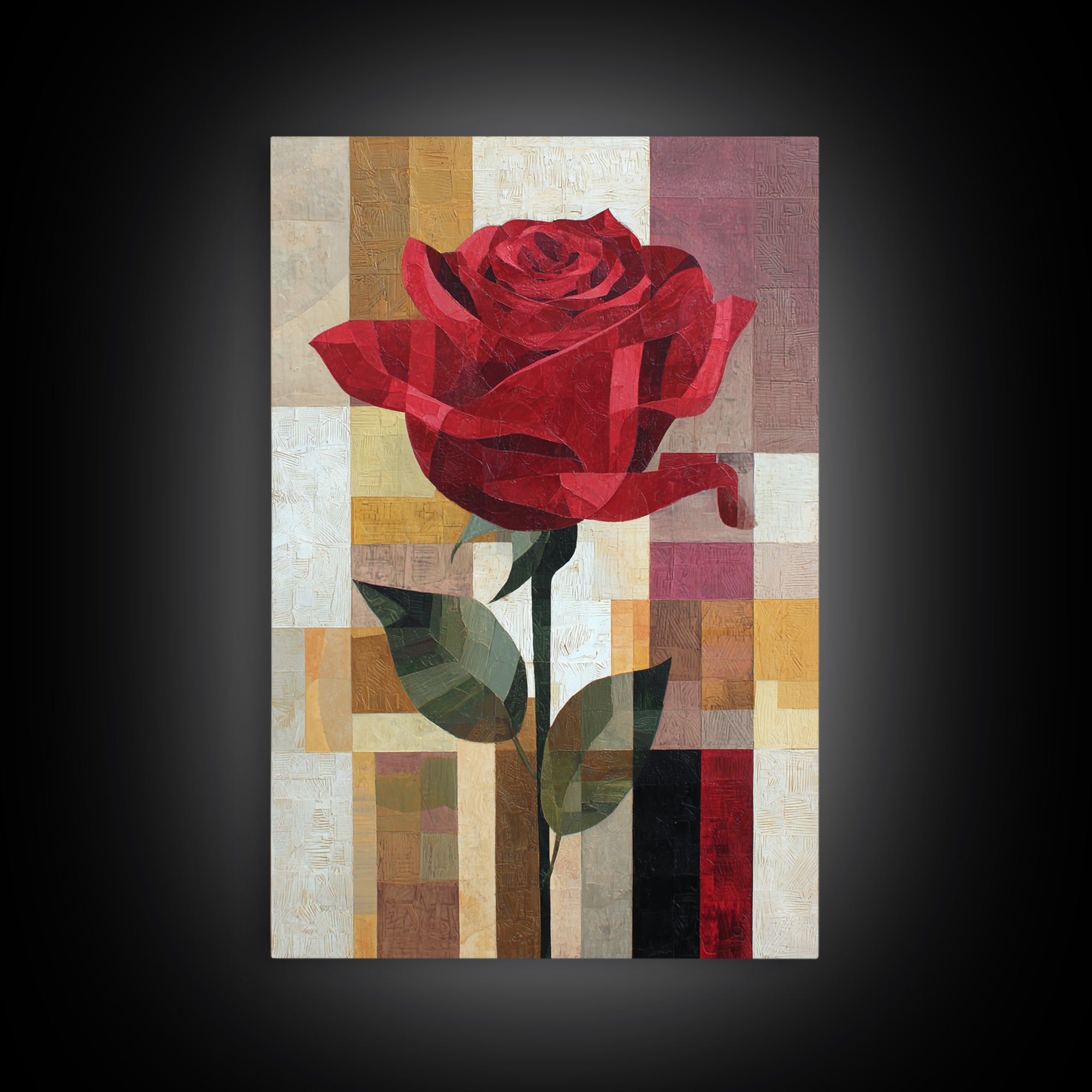 Single Red Rose Rendered Only Canvas Print, Monochrome Art, Gallery Decor, Living Room Decor, Fine Art, Mono, Contemporary Art, MON-2x3-15