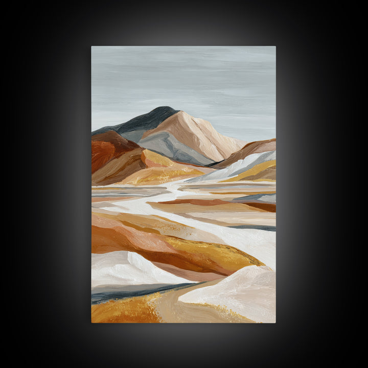 Warm Brown Desert Landscape Framed Canvas Print, Monochrome Art, Art Prints, Living Room Decor, Fine Art, Mono, Apartment Decor, MON-2x3-17