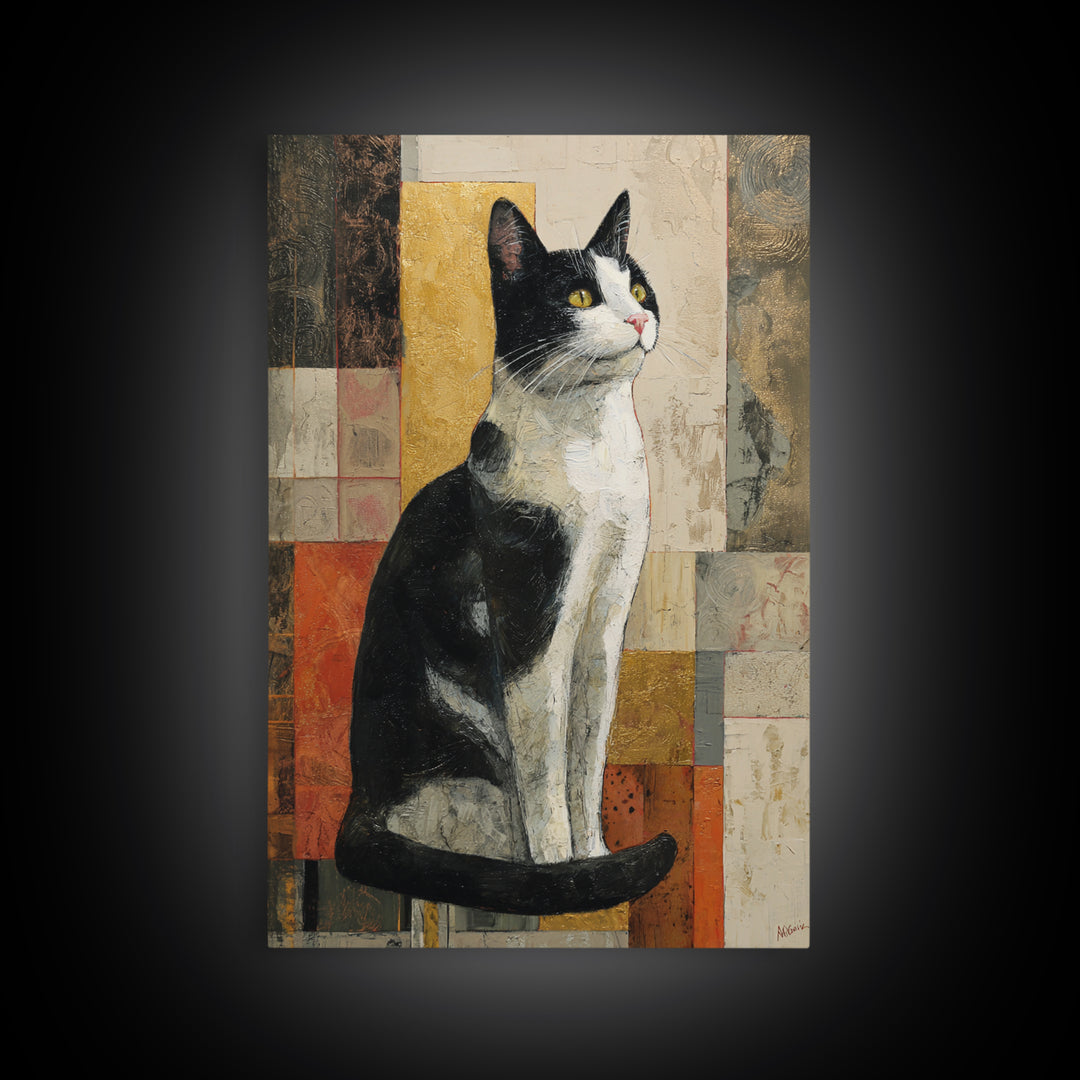 Monochrome Cat Portrait Framed Canvas Print, Monochrome Art, Wall Decor, Living Room Decor, Fine Art, Mono, Wall Art, MON-2x3-19
