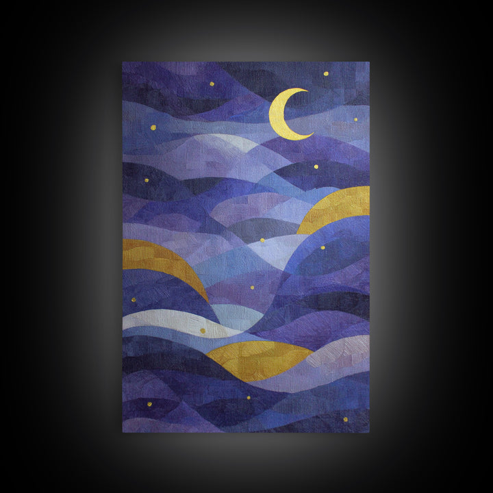 Purple Night Sky Canvas Print, Monochrome Art, Luxury Decor, Living Room Decor, Fine Art, Mono, Mid Century Modern, MON-2x3-23