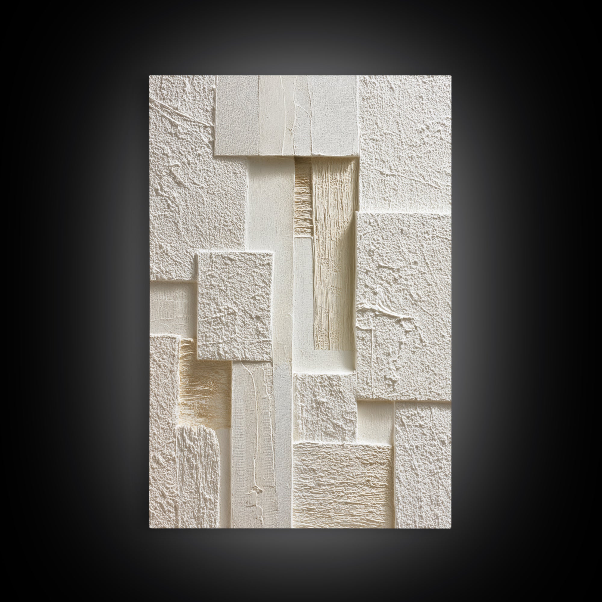 Ivory White Plaster Texture Composition Framed Canvas Print, Monochrome Art, Digital Prints, Living Room Decor, Fine Art, Mono, MON-2x3-37