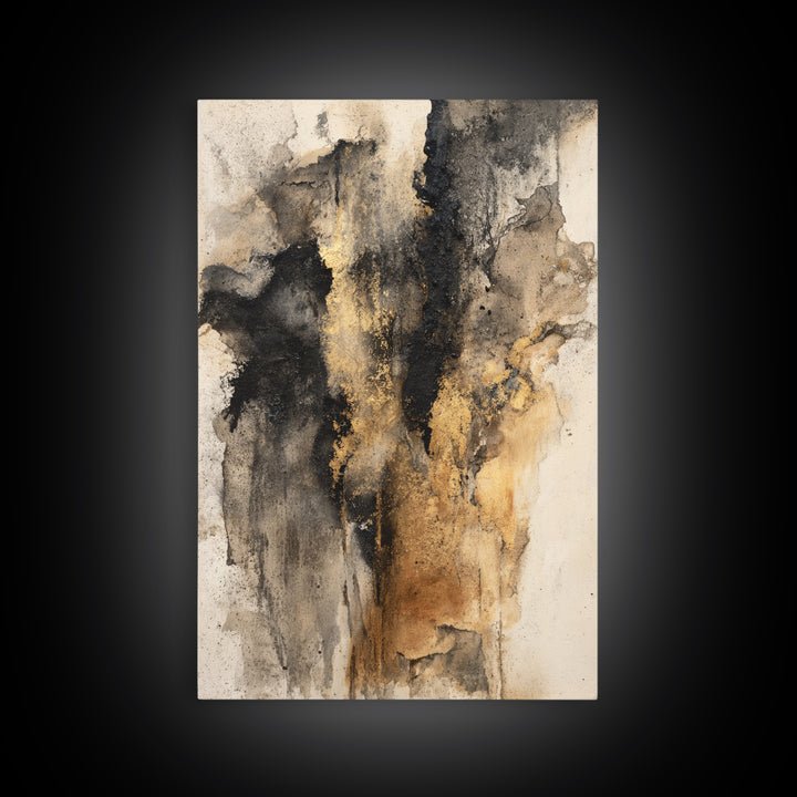 Black Ink Abstract Framed Canvas Print, Monochrome Art, Wall Art, Living Room Decor, Abstract Art, Mono, Bedroom Decor, MON-2x3-38