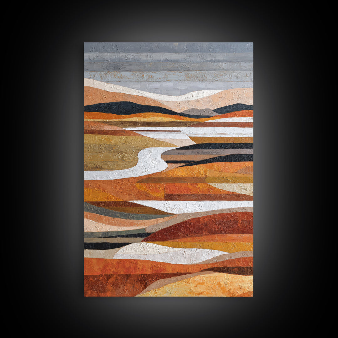 Warm Brown Desert Landscape Framed Canvas Print, Monochrome Art, Art Prints, Living Room Decor, Fine Art, Mono, Apartment Decor, MON-2x3-41