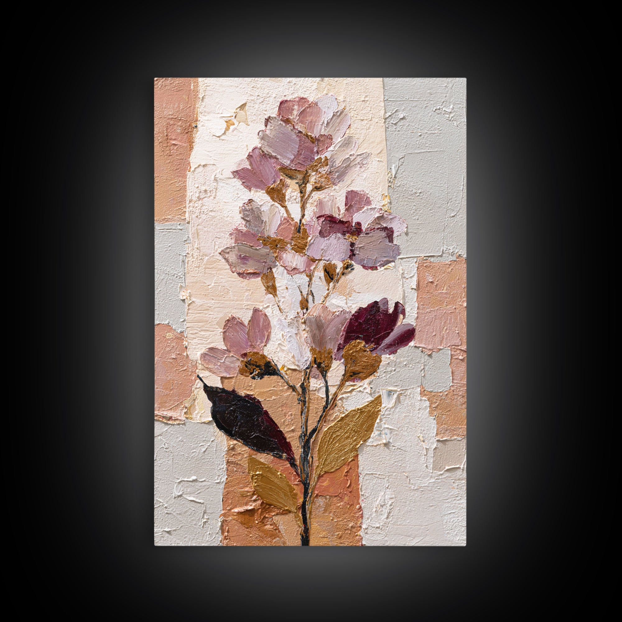 Monochrome Floral Bouquet Canvas Print, Monochrome Art, Living Room Decor, Oil Painting, Mono, Digital Wall Art, MON-2x3-50