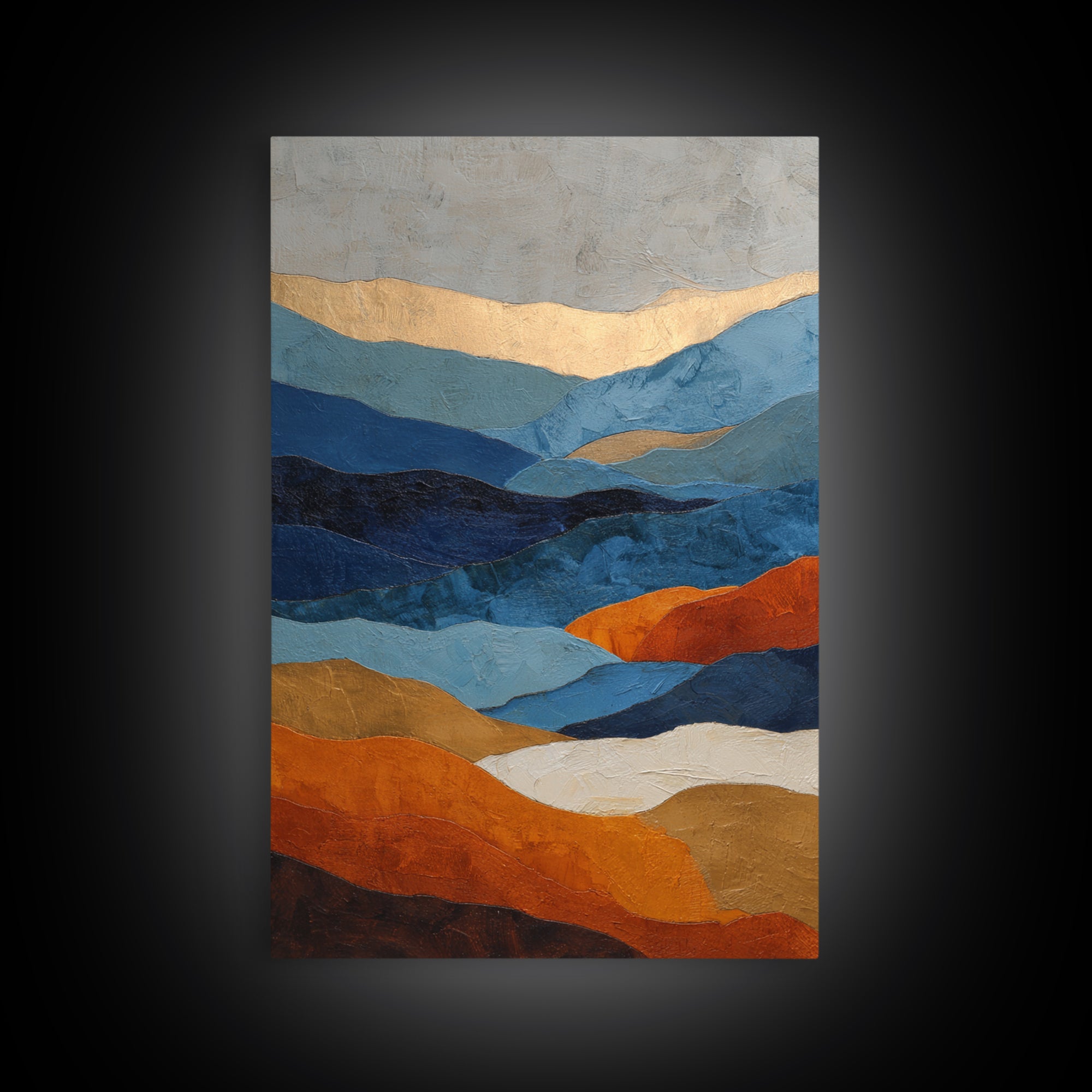 Blue Mountain Ridge Layers Framed Canvas Print, Monochrome Art, Wall Decor, Living Room Decor, Fine Art, Mono, Wall Art, MON-2x3-56