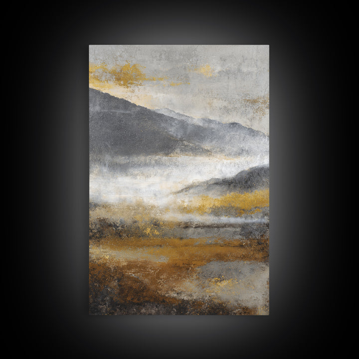 Charcoal Mountain Landscape Framed Canvas Print, Monochrome Art, Wall Art, Living Room Decor, Fine Art, Mono, Abstract Art, MON-2x3-60