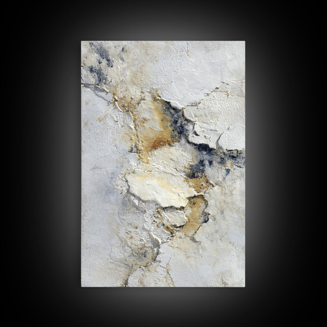 Ivory White Plaster Texture Composition Canvas Print, Monochrome Art, Original Painting, Living Room Decor, Fine Art, Mono, MON-2x3-61