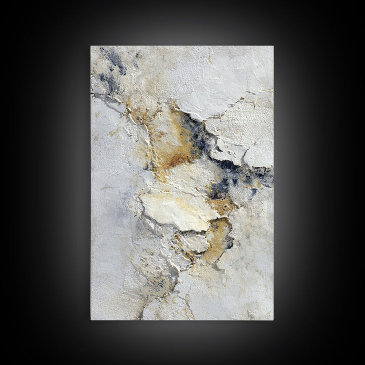 Ivory White Plaster Texture Composition Canvas Print, Monochrome Art, Original Painting, Living Room Decor, Fine Art, Mono, MON-2x3-61