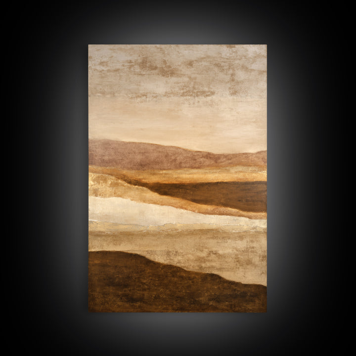 Warm Brown Desert Landscape Canvas Print, Monochrome Art, Digital Wall Art, Living Room Decor, Oil Painting, Mono, MON-2x3-65