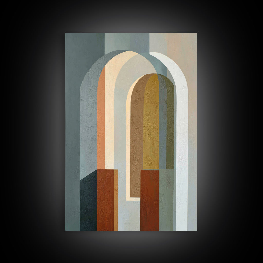 Gray Architectural Arch and Shadow Study Canvas Print, Monochrome Art, Home Decor, Living Room Decor, Oil Painting, Mono, MON-2x3-66