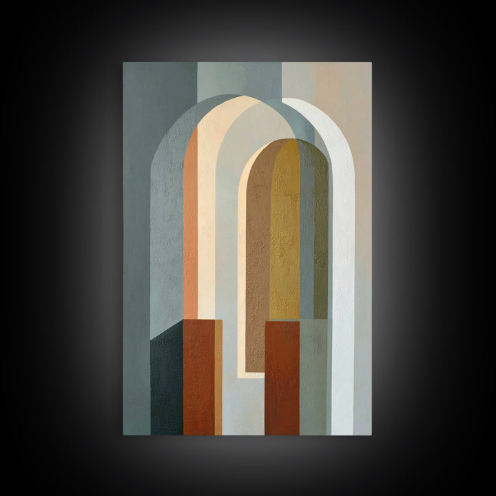 Gray Architectural Arch and Shadow Study Canvas Print, Monochrome Art, Home Decor, Living Room Decor, Oil Painting, Mono, MON-2x3-66