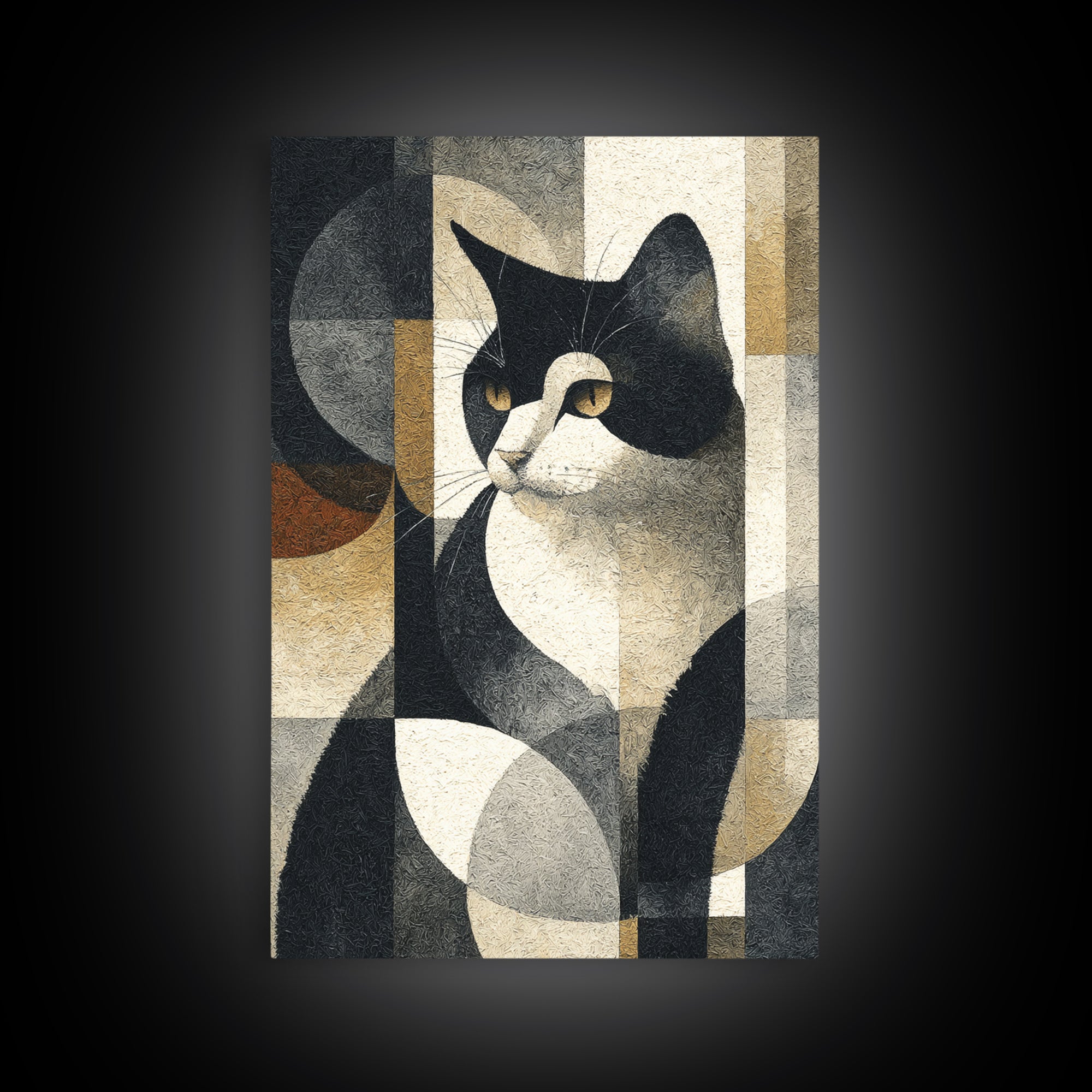Monochrome Cat Portrait Canvas Print, Monochrome Art, Art Print, Living Room Decor, Mono, Printable Art, Dark Academia Decor, MON-2x3-67