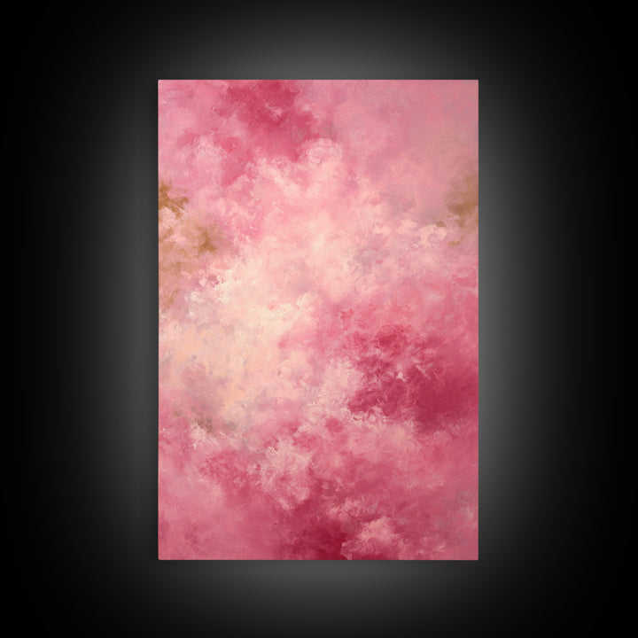 All Pink Cloudscape Framed Canvas Print, Monochrome Art, Mid Century Modern, Living Room Decor, Fine Art, Mono, Boho Wall Art, MON-2x3-68