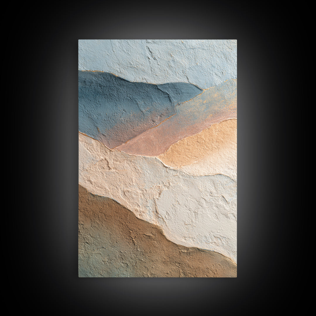 Blue Mountain Ridge Layers Framed Canvas Print, Monochrome Art, Contemporary Art, Living Room Decor, Mono, Original Art, MON-2x3-80